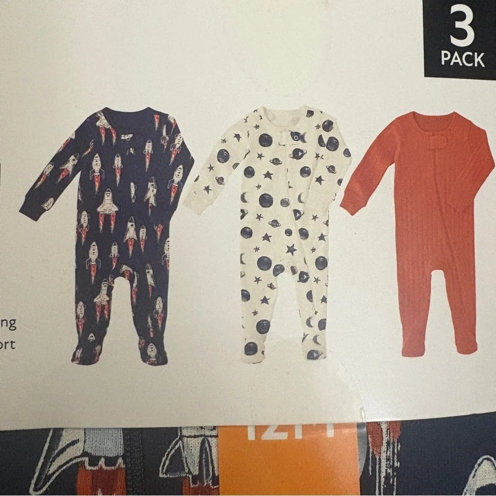 Member's Mark Baby Organic Cotton Sleep & Play Bodysuit - Navy Blue